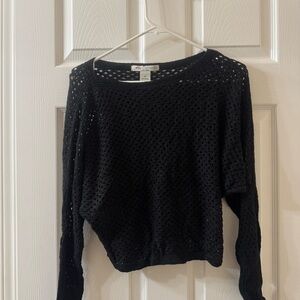 American Eagle Outfitters Black Open-Knit Sweater